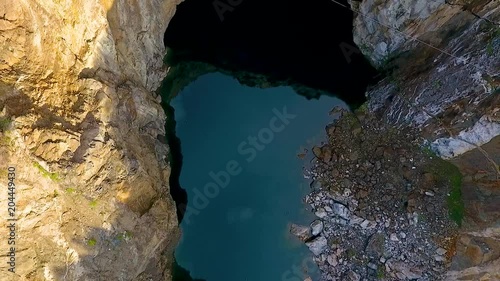 A view from the air to the Tuimsky landslide, on the site of an underground mine in the Republic of Khakassia. Russia photo