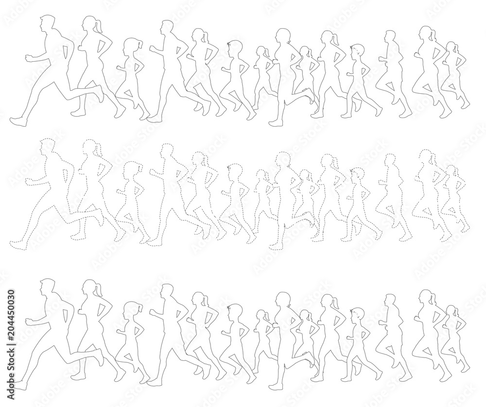 People running and jogging  outline