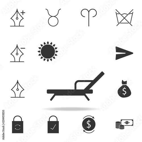 Beach chair with sun icon. Detailed set of web icons and signs. Premium graphic design. One of the collection icons for websites, web design, mobile app