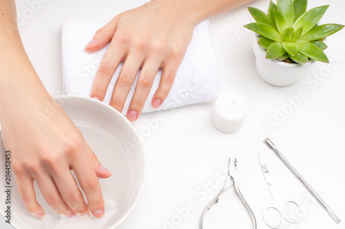 Beautiful woman  hands. Spa and manicure.
