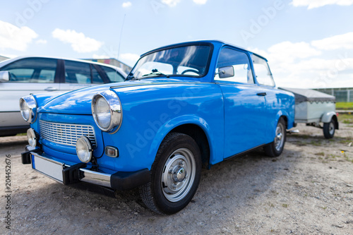 Canvas Print German trabant car stands on a street