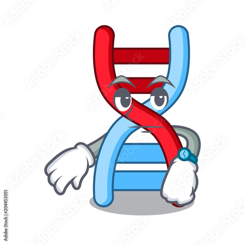 Waiting dna molecule mascot cartoon photo