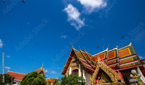 The beauty of building shapes. The temple is located in Bangkok (Wat Pai ngern Chotanaram, Bangkhlo, Bang Kho Laem District, Bangkok). photo