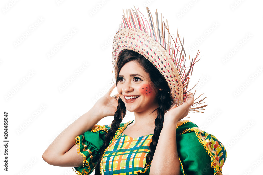 Brazilian woman wearing typical clothes for the Festa Junina Brazilian woman wearing typical clothes for the Festa Junina