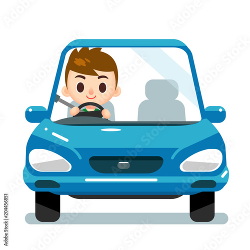 Vector male character driving a car © GuGGGar