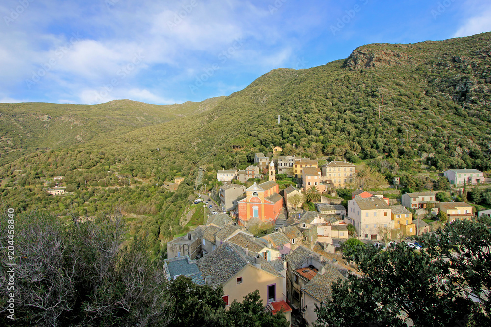 Beautiful colorful mountain village in Corsica, France, Europe