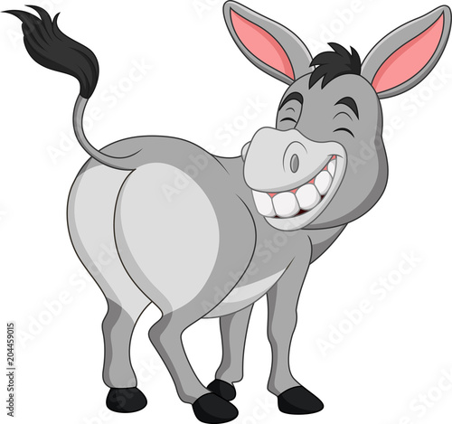 Vászonkép Cartoon happy donkey showing ass