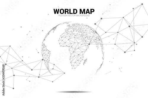 Globe 3D World map wireframe dot connect line polygon : concept of Digital network