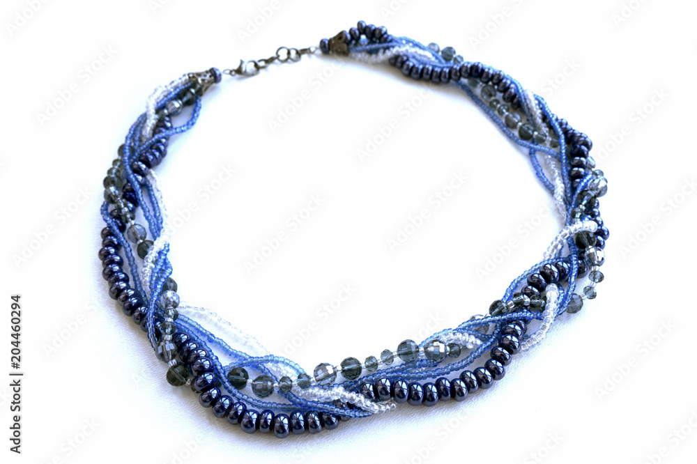 Cervical handmade jewelry in blue shades from beads. Cervical handmade jewelry in blue shades from beads.
