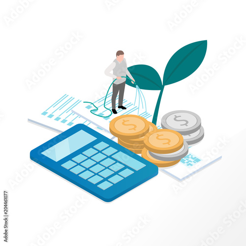 business money saving plan concept, vector illustration