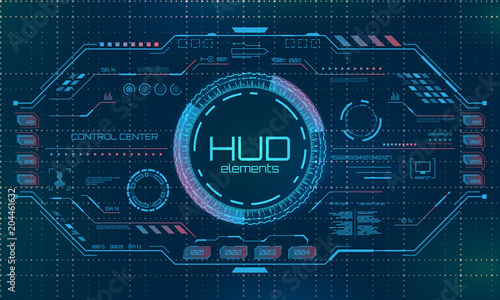 Futuristic Virtual Graphic User Interface, HUD Elements