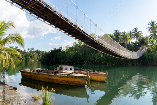 hanging bridge at loboc river , Bohol island photo