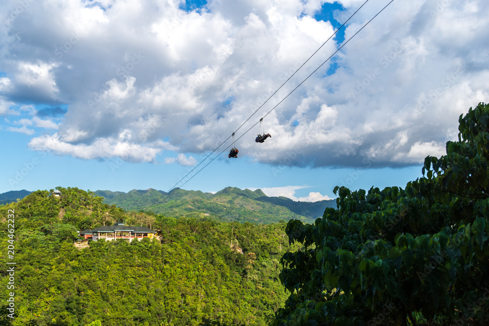 Tourists on the Zip Line at Bohol Island