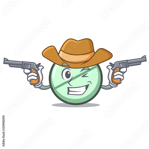Cowboy drug tablet character cartoon