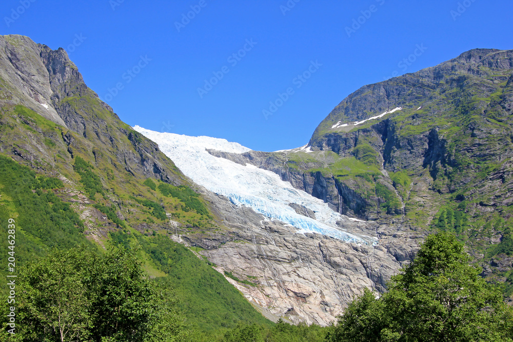 Boyabreen glacier, a beautiful arm of the large Jostedalsbreen glacier, Norway, Europe
