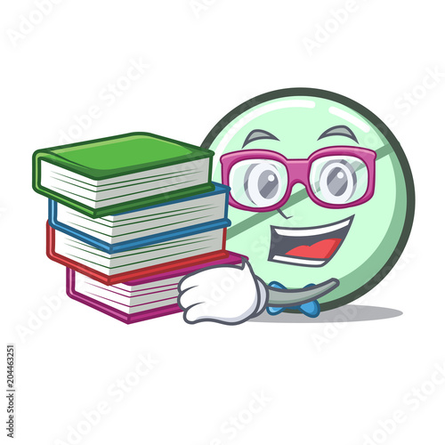 Student with book drug tablet mascot cartoon