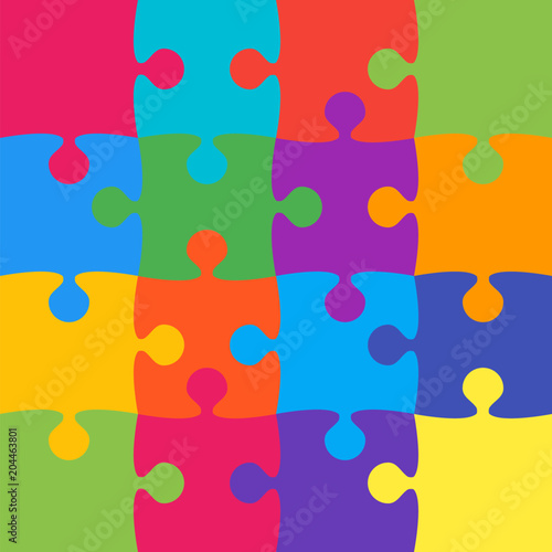 16 Colorful Background Puzzle. Jigsaw Banner.