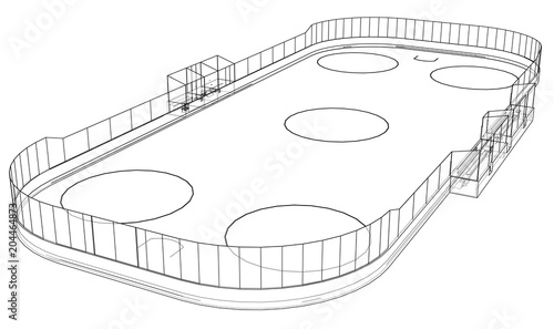 Ice hockey area outline. Vector
