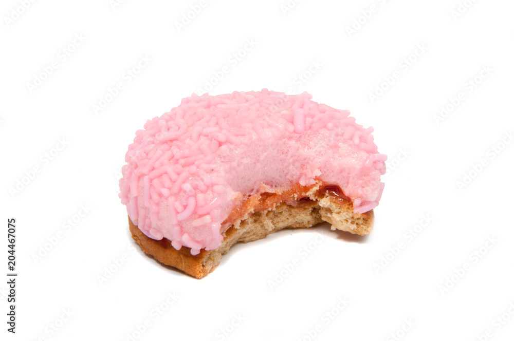 pink marshmallow cookie sweet desert isolated on the white