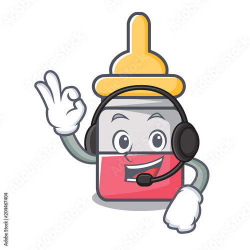 With headphone nassal drop mascot cartoon
