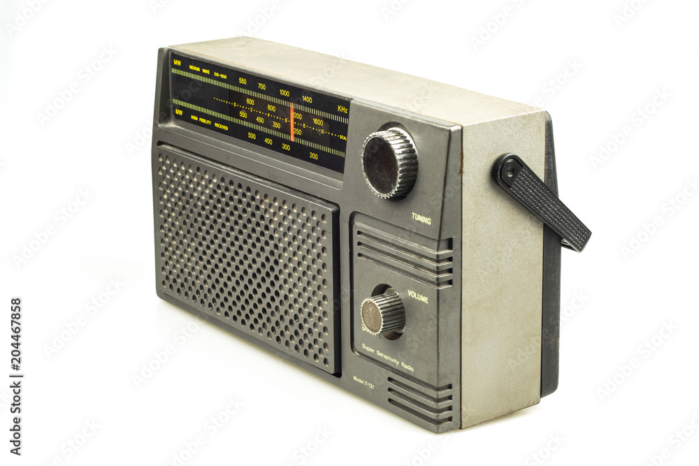 Fototapeta premium Retro radio transistor isolated on white background.
