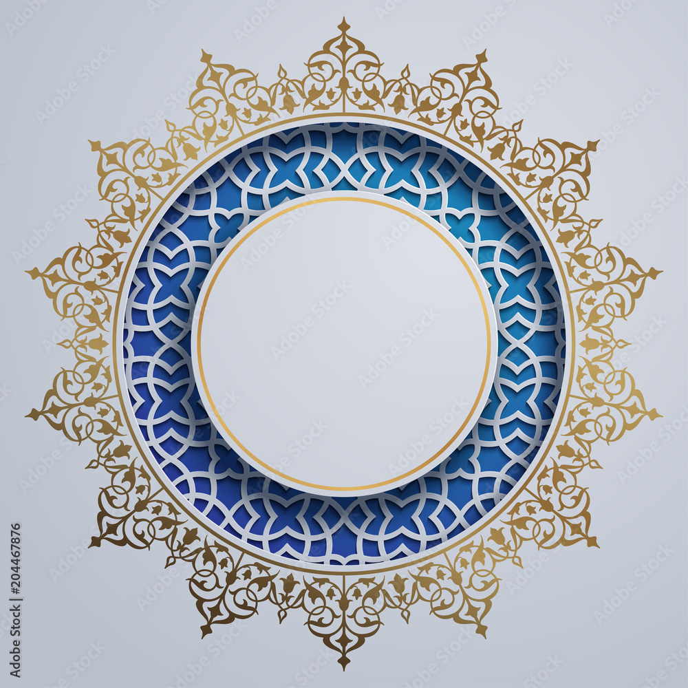 Naklejka premium Islamic design circle background with morocco ornament pattern