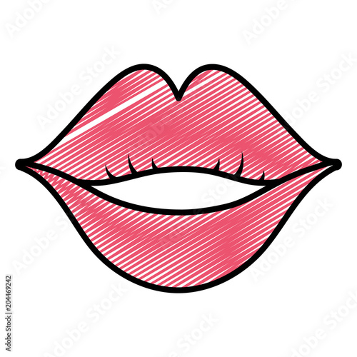doodle woman smile with beauty lips style