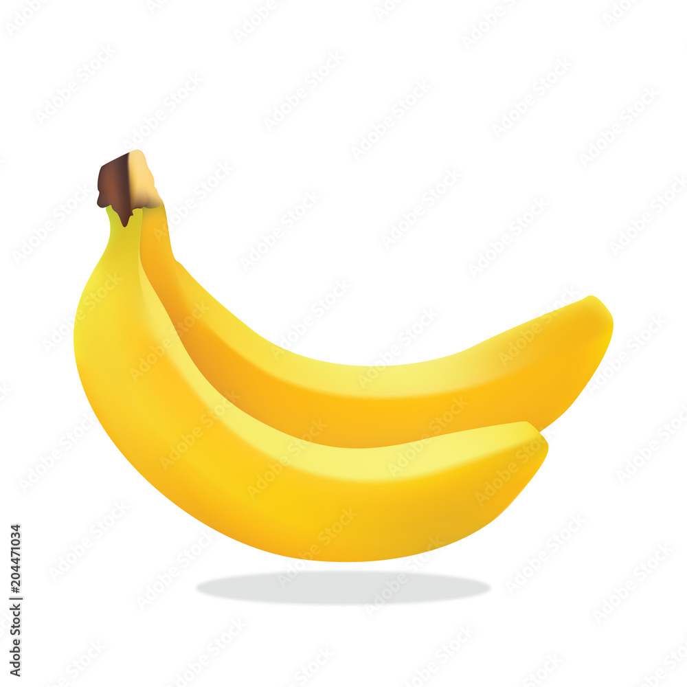 Vector yellow realistic bananas isolated on white background