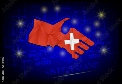Handshake logo made from the flag of Switzerland.