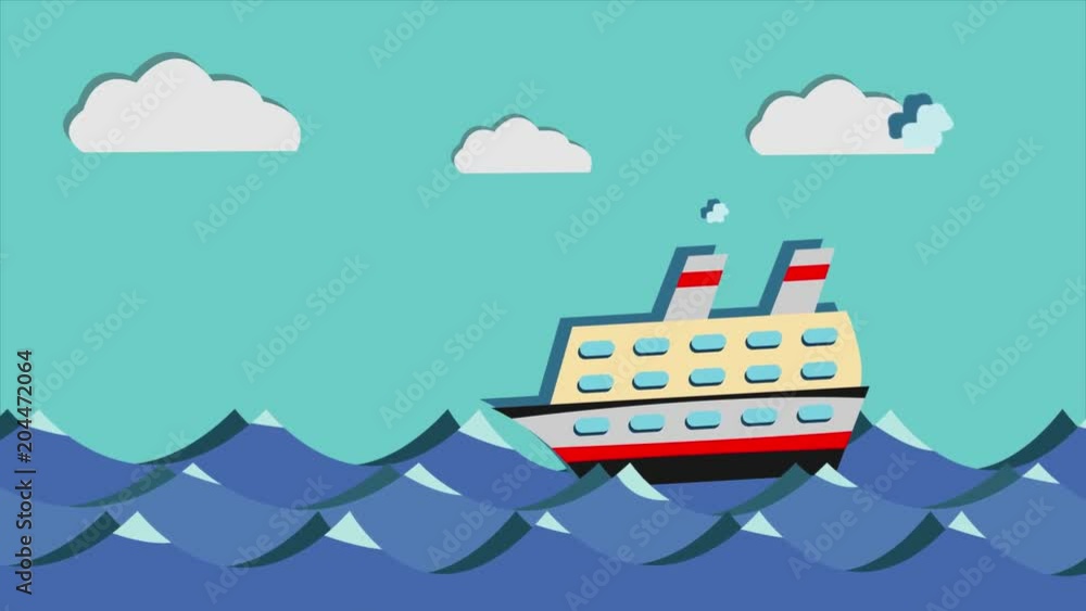 animation of cruise ship in ocean animation of cruise ship in ocean