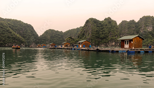 Floating village in Halong Bay, Vietnam.