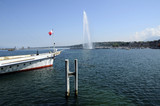 Geneva Jet d'Eau (water jet) and marina, Swiss