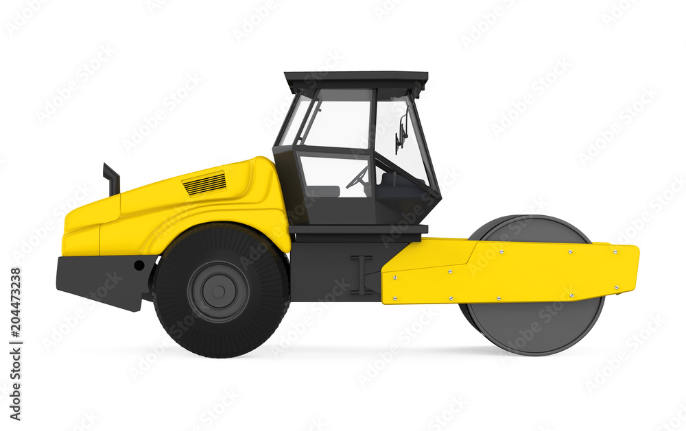 Naklejka premium Yellow Road Roller Isolated
