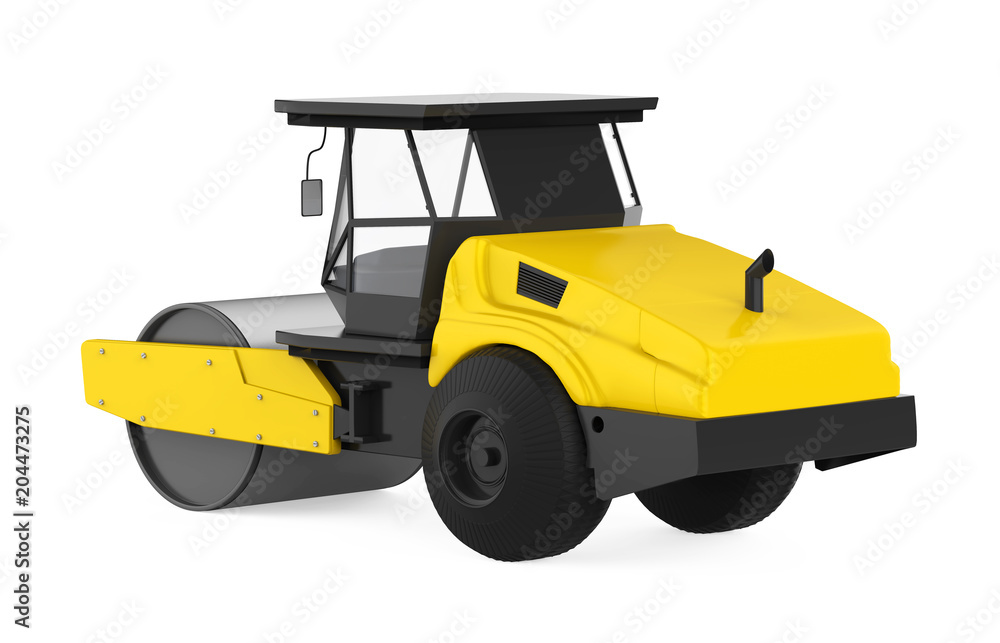 Yellow Road Roller Isolated