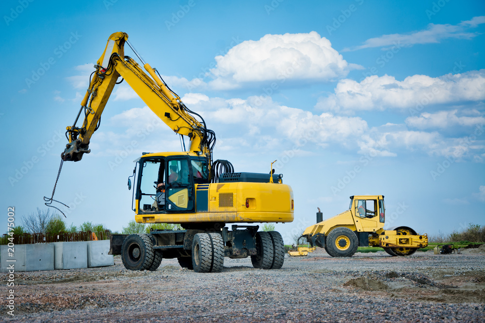 Vehicles on a construction site