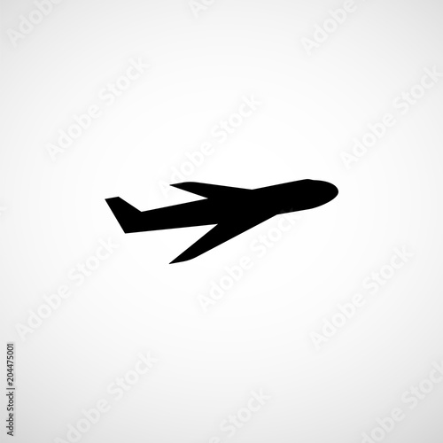 Plane icon. Airplane silhouette. Aircraft sign. Airliner symbol. Charter jetliner illustration