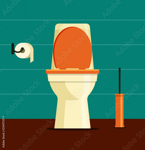 Interior toilet. Vector flat illustration