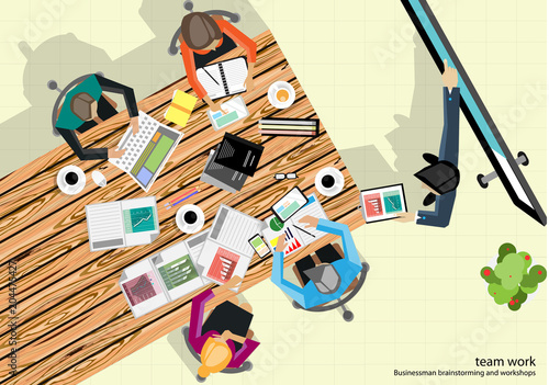 Business Meeting Training  Brainstorm for Success Creativity  Idea and  Plan  think analyze creative work,flat design illustration.