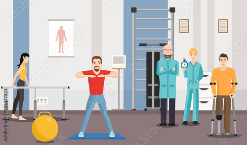 Rehabilitation center, physiotherapy under supervision of doctors.