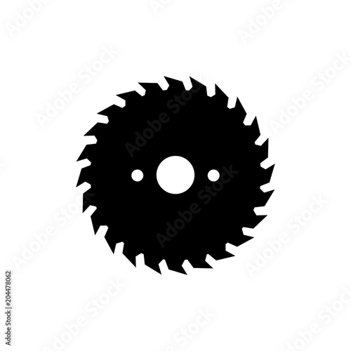 Icono plano hoja de sierra circular en color negro photo