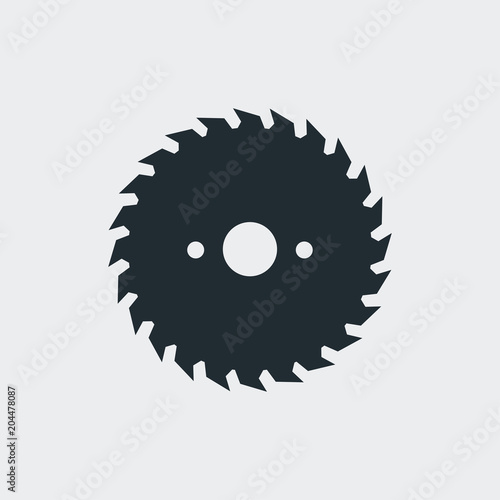 Icono plano hoja de sierra circular en fondo gris photo