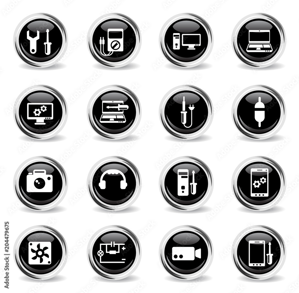 electronics repair icon set