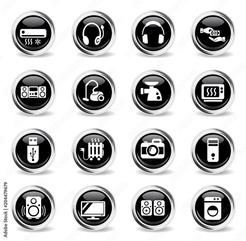 electronics supermarket icon set electronics supermarket icon set