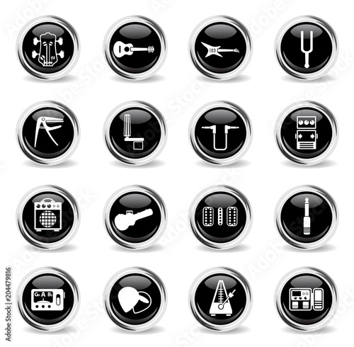guitar and accessories icon set