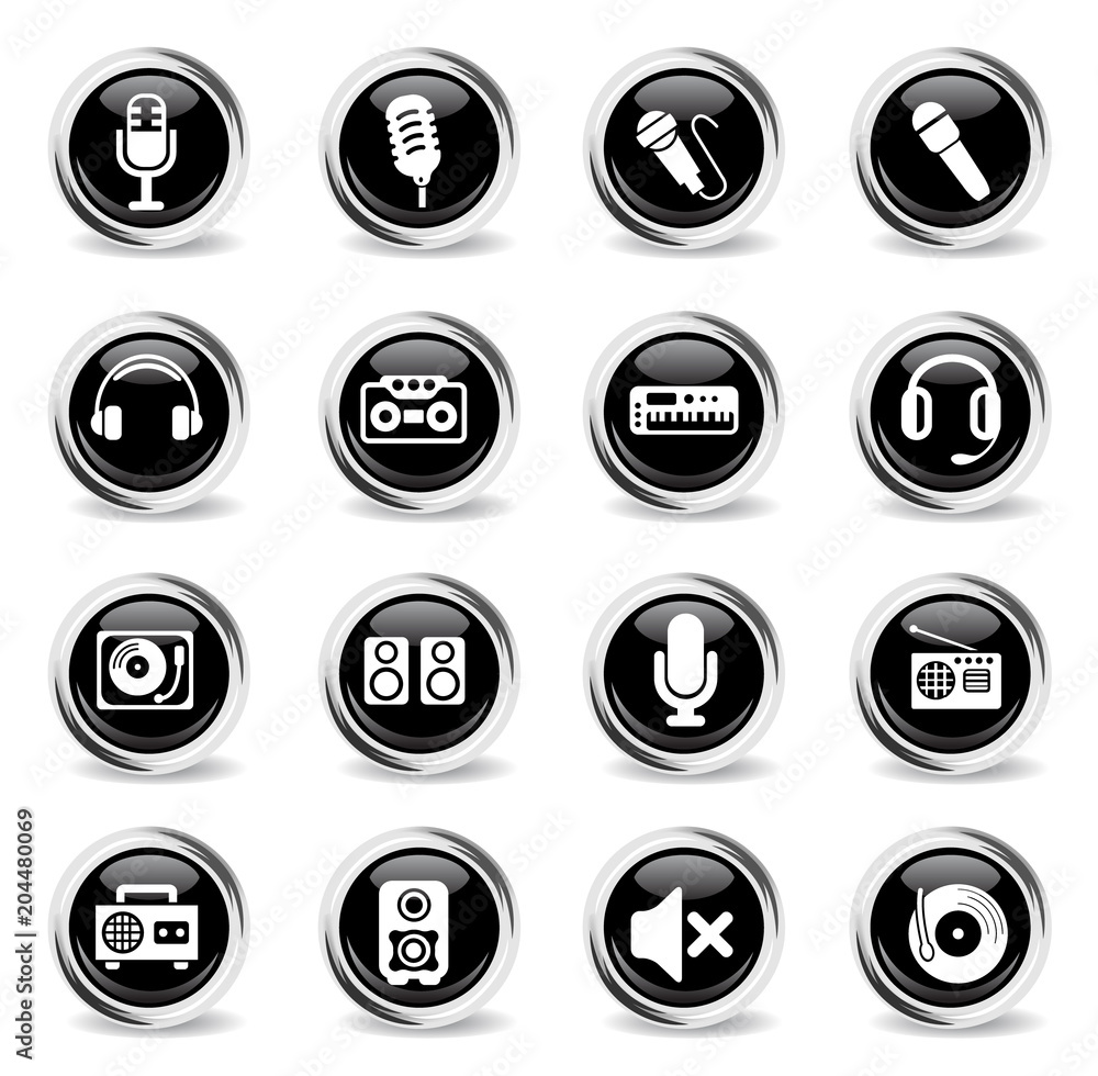 musical equipment icon set musical equipment icon set