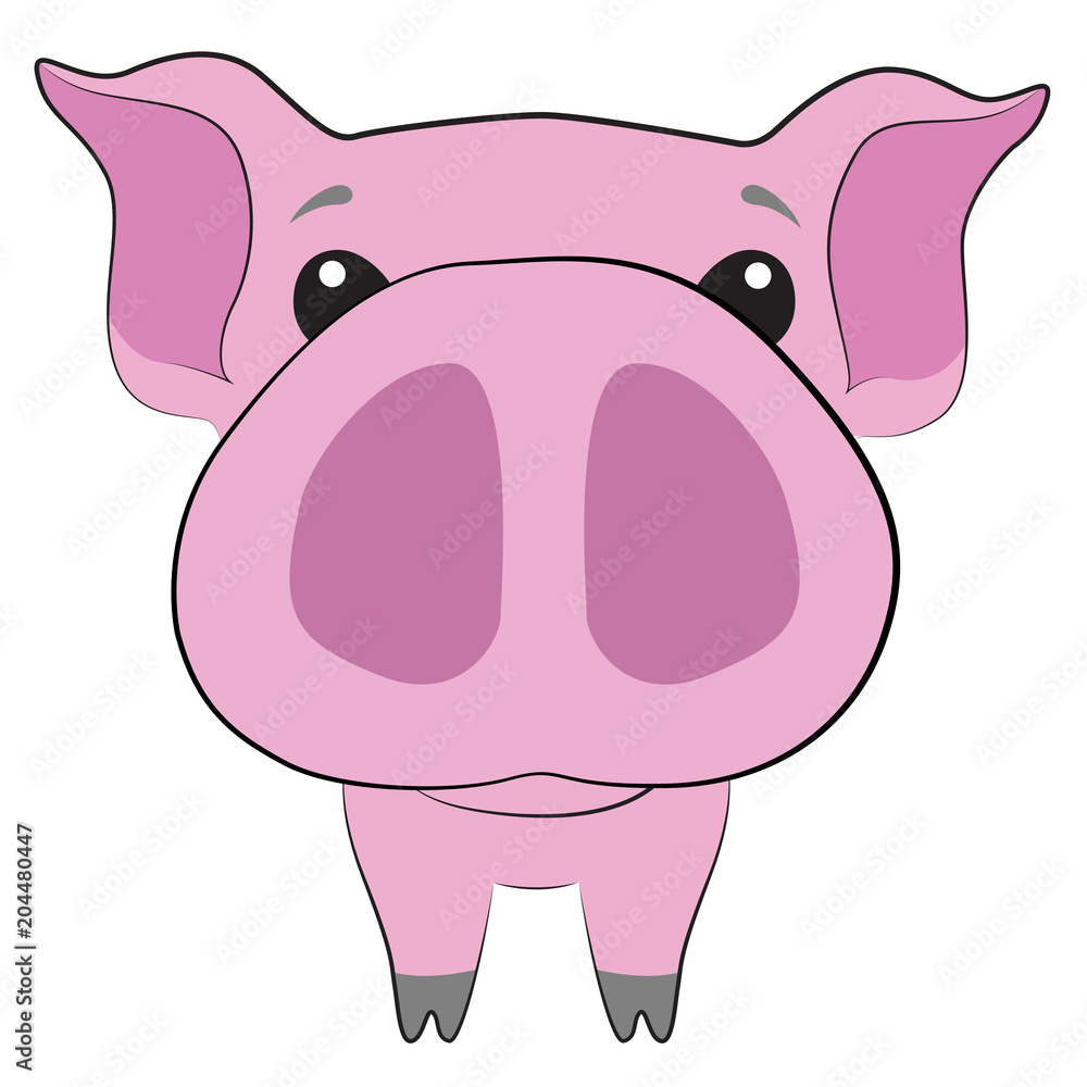 Cute beautiful pig with big nose on a white background Stock Vector | Adobe  Stock