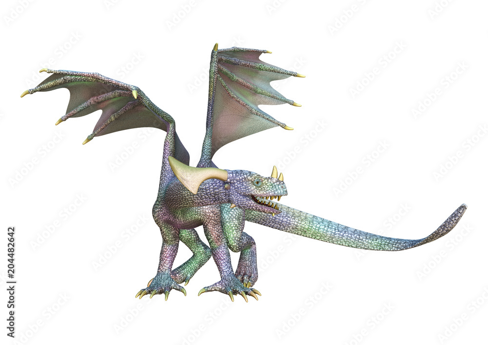 3D Rendering Fairy Tale Dragon on White 3D Rendering Fairy Tale Dragon on White