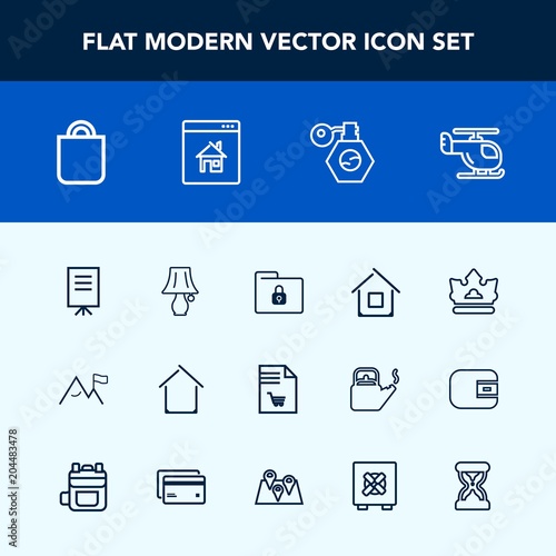 Wallpaper Mural Modern, simple vector icon set with notebook, business, gift, shopping, lamp, property, table, real, safety, bottle, queen, home, bulb, people, pump, supermarket, present, air, royal, sky, light icons Torontodigital.ca