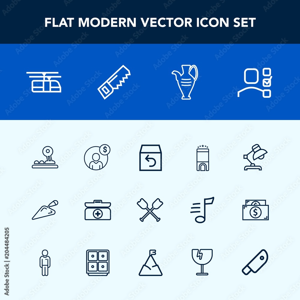 Modern, simple vector icon set with paddle, technology, finance ...