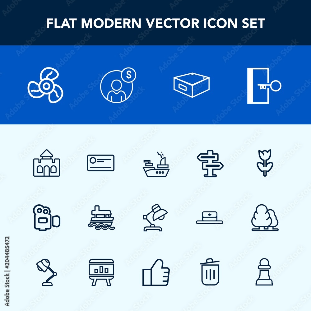 Modern, simple vector icon set with nature, doorknob, spring, payment, castle, electric, finance, air, equipment, flower, money, exit, floral, interior, ventilator, cheque, blossom, ocean, boat icons Modern, simple vector icon set with nature, doorknob, spring, payment, castle, electric, finance, air, equipment, flower, money, exit, floral, interior, ventilator, cheque, blossom, ocean, boat icons